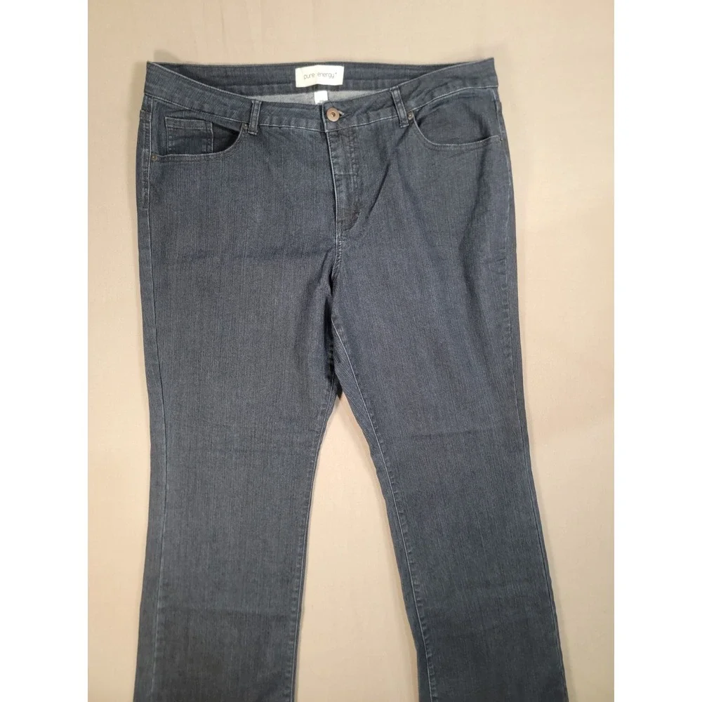 Pure Energy Straight Leg Jeans Womens 20W Dark Wash Blue 100% Cotton Denim